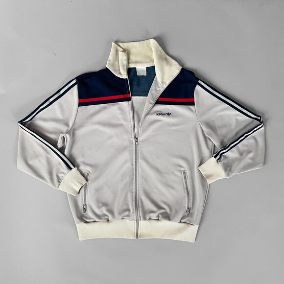 Vintage 80s Adidas Trefoil Logo Zip Front Track Jacket Large Made in Taiwan - Picture 5 of 9